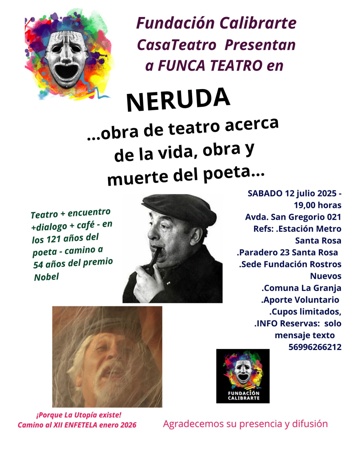 Obra Neruda por el natalicio 121 de Juan Pablo Neruda
